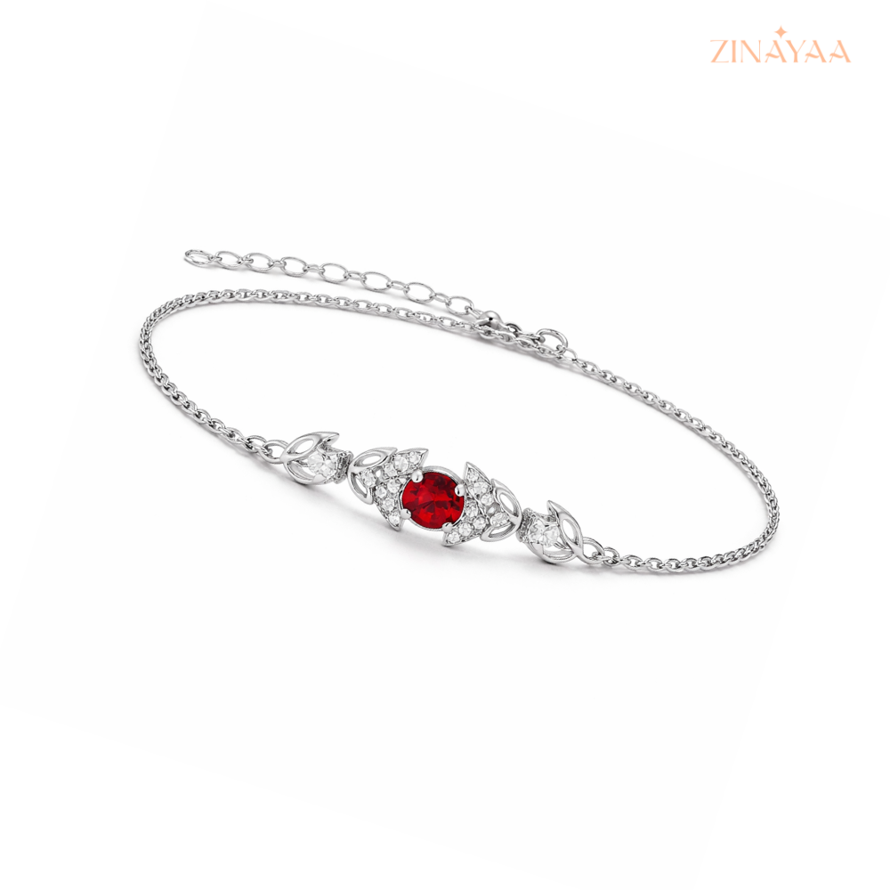 925 Sterling Silver Ruby Elegance Adjustable Bracelet