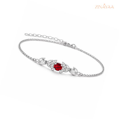 925 Sterling Silver Ruby Elegance Adjustable Bracelet