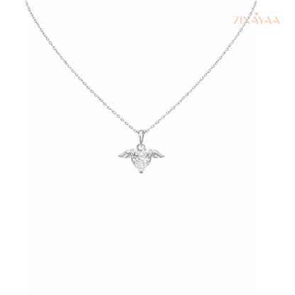 925 Sterling Silver Angel Heart Pendant Necklace