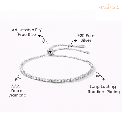 92.5 Sterling Silver Adjustable Tennis Bracelet
