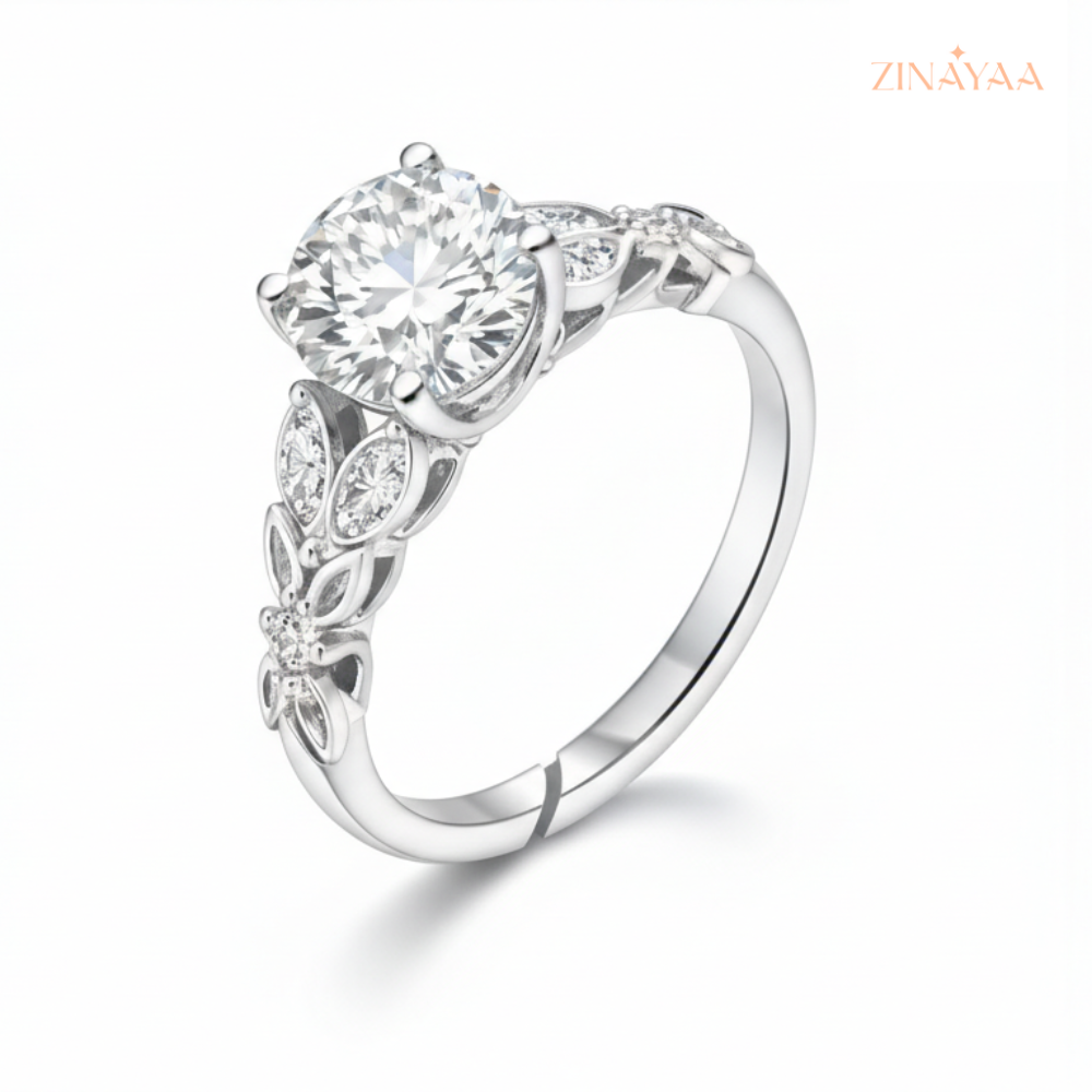 925 Sterling Silver Floral Royale Adjustable Ring