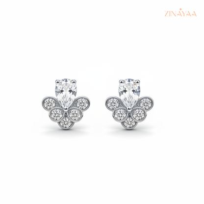 925 Sterling Silver Floral Sparkle Stud Earrings