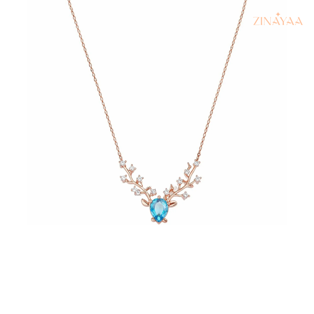 925 Sterling Silver Deer Bloom Pendant Necklace