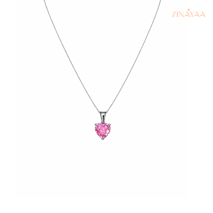 925 Sterling Silver Pink Heart Solitaire Pendant Necklace
