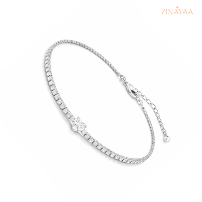 925 Sterling Silver Adjustable Heart Tennis Bracelet