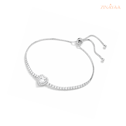 925 Sterling Silver Heart Elegance Adjustable Bracelet