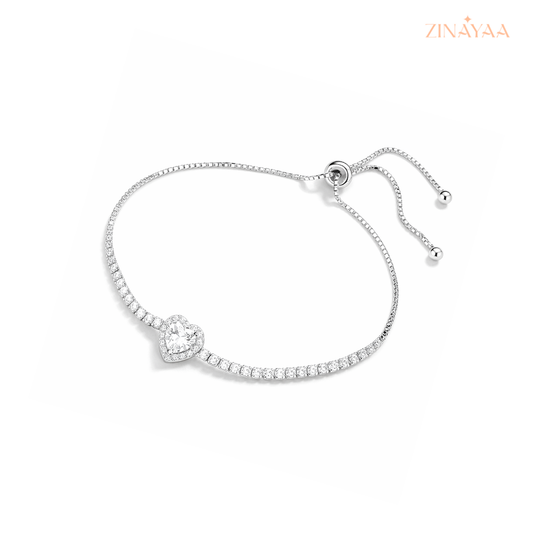 925 Sterling Silver Heart Elegance Adjustable Bracelet