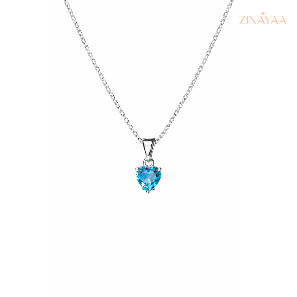925 Sterling Silver Blue Heart Adjustable Necklace