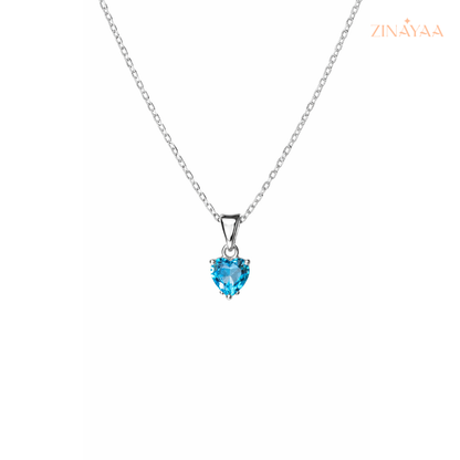 925 Sterling Silver Blue Heart Adjustable Necklace
