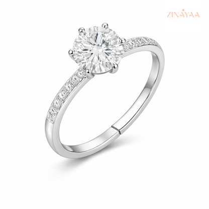 925 Sterling Silver Classic Solitaire Adjustable Ring