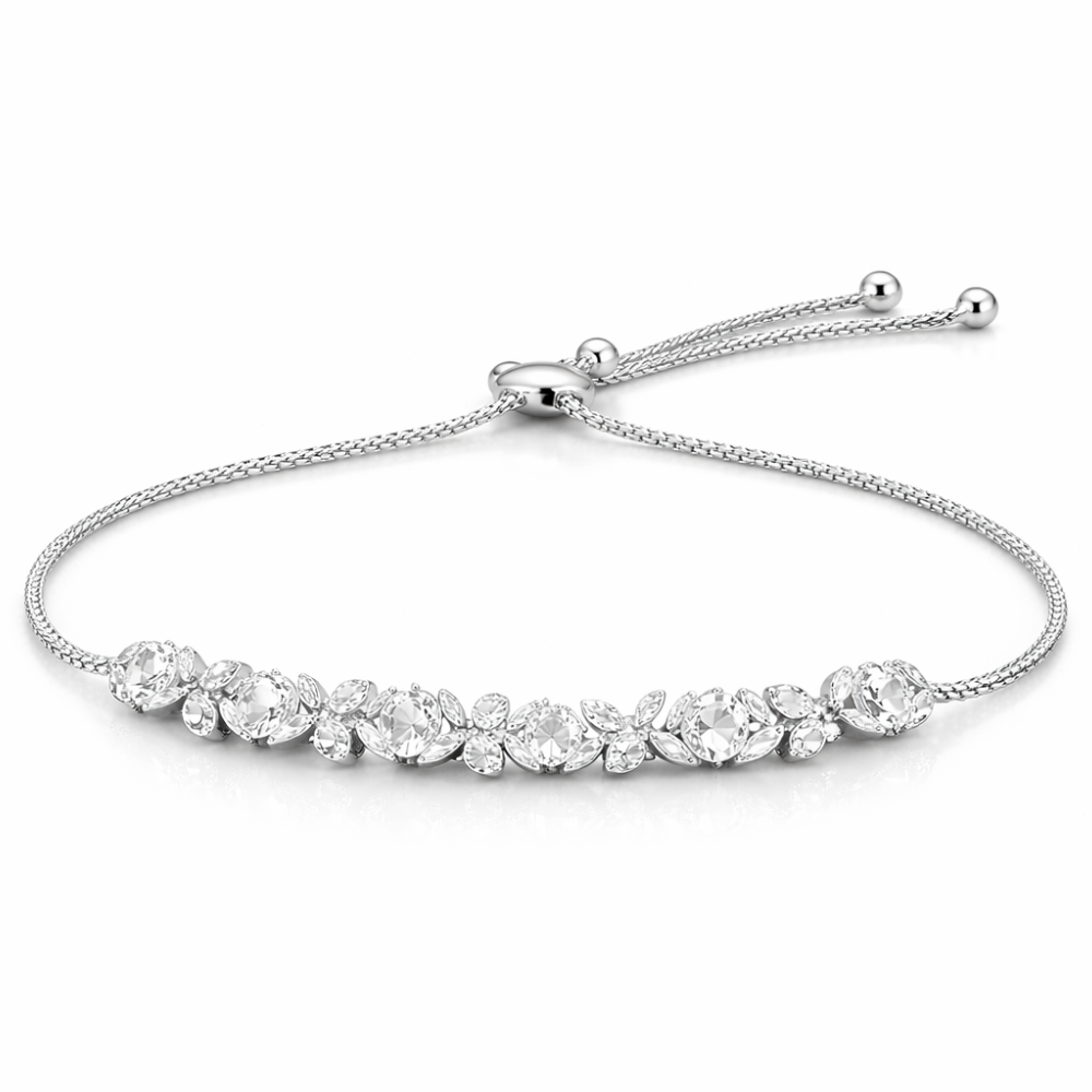 92.5 Sterling Silver Luminous Bloom Women’s Adjustable  Bracelet