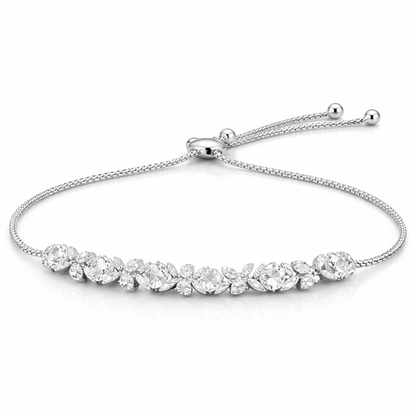92.5 Sterling Silver Luminous Bloom Women’s Adjustable  Bracelet