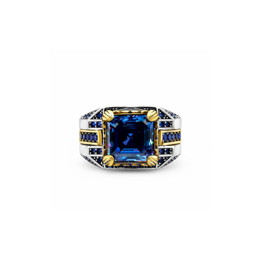 92.5 Sterling Silver Royal Midnight Men’s adjustable Ring
