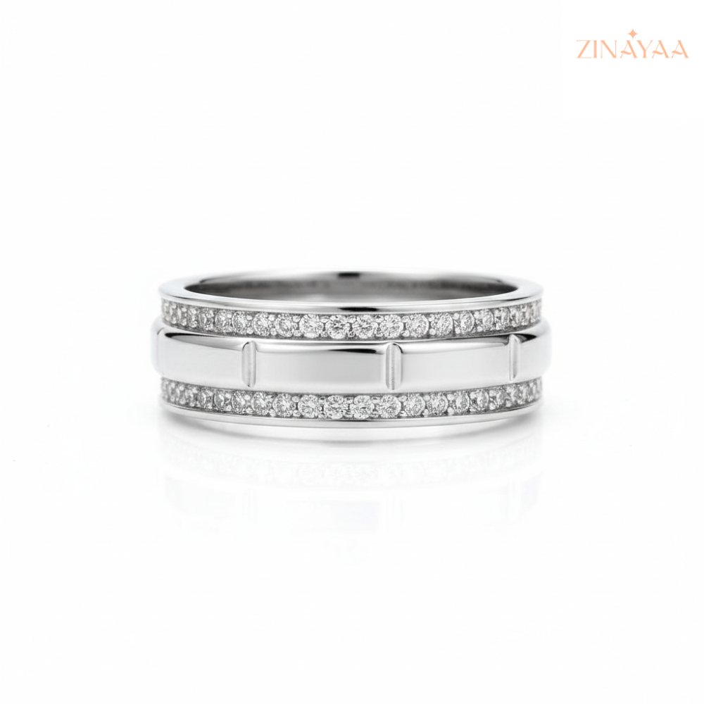 92.5 Sterling Silver Infinity Spark Band Adjustable Ring