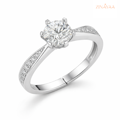 925 Sterling Silver Classic Solitaire Adjustable Ring