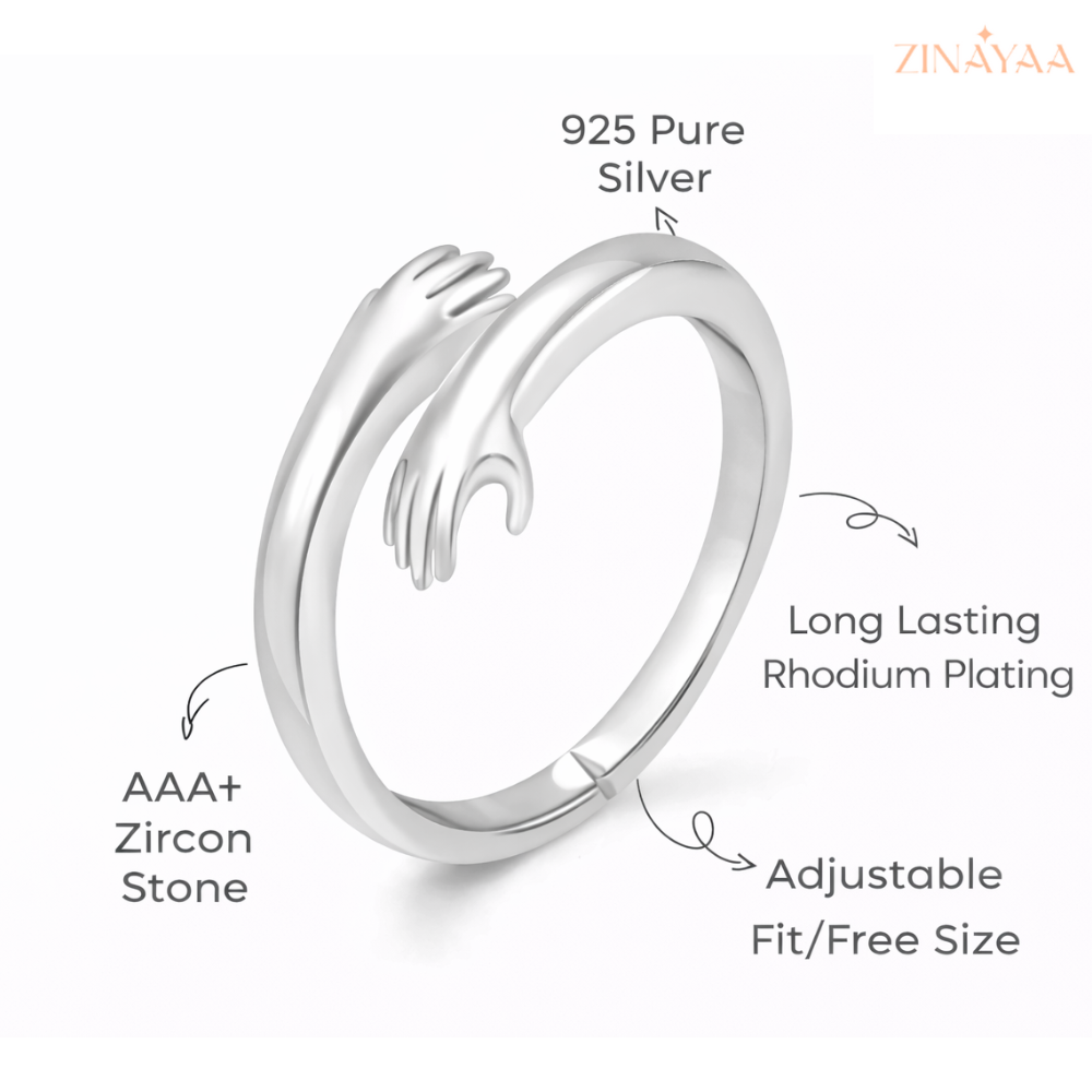 925 Sterling Silver Embrace AdjustableRing