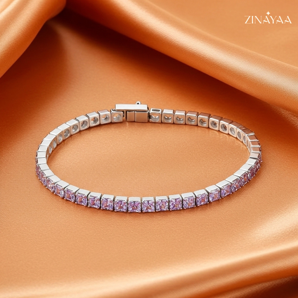 925 Sterling Silver Blush Spark Tennis Bracelet