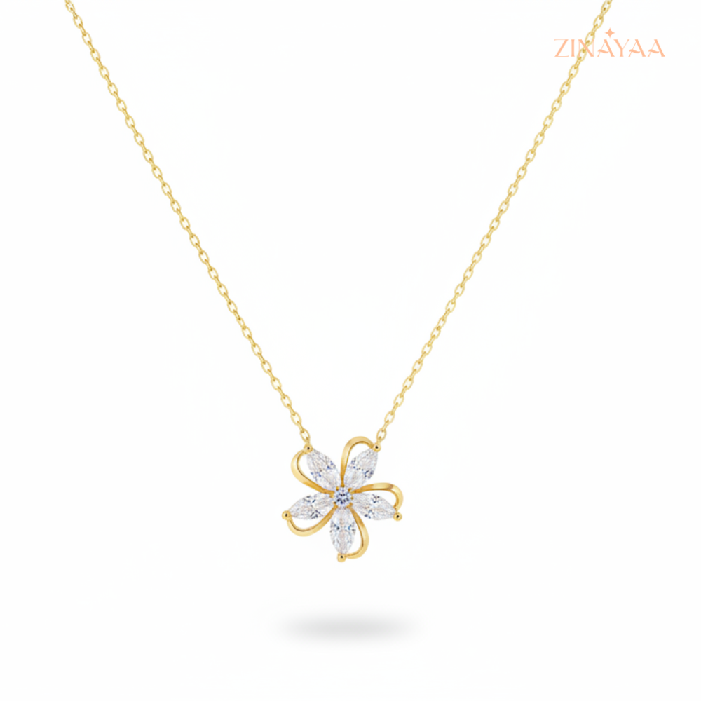925 Sterling Silver Golden Bloom Adjustable Necklace