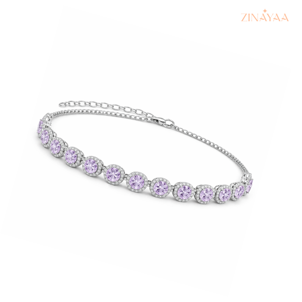 925 Sterling Silver Lavender Halo Bracelet