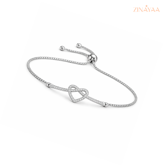 925 Sterling Silver Infinite Heart Adjustable Bracelet,