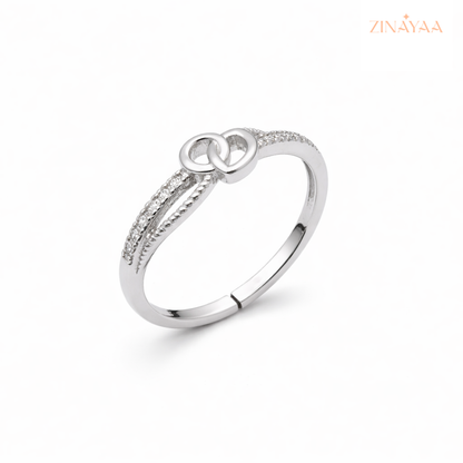925 Sterling Silver Infinity Heart Adjustable Ring