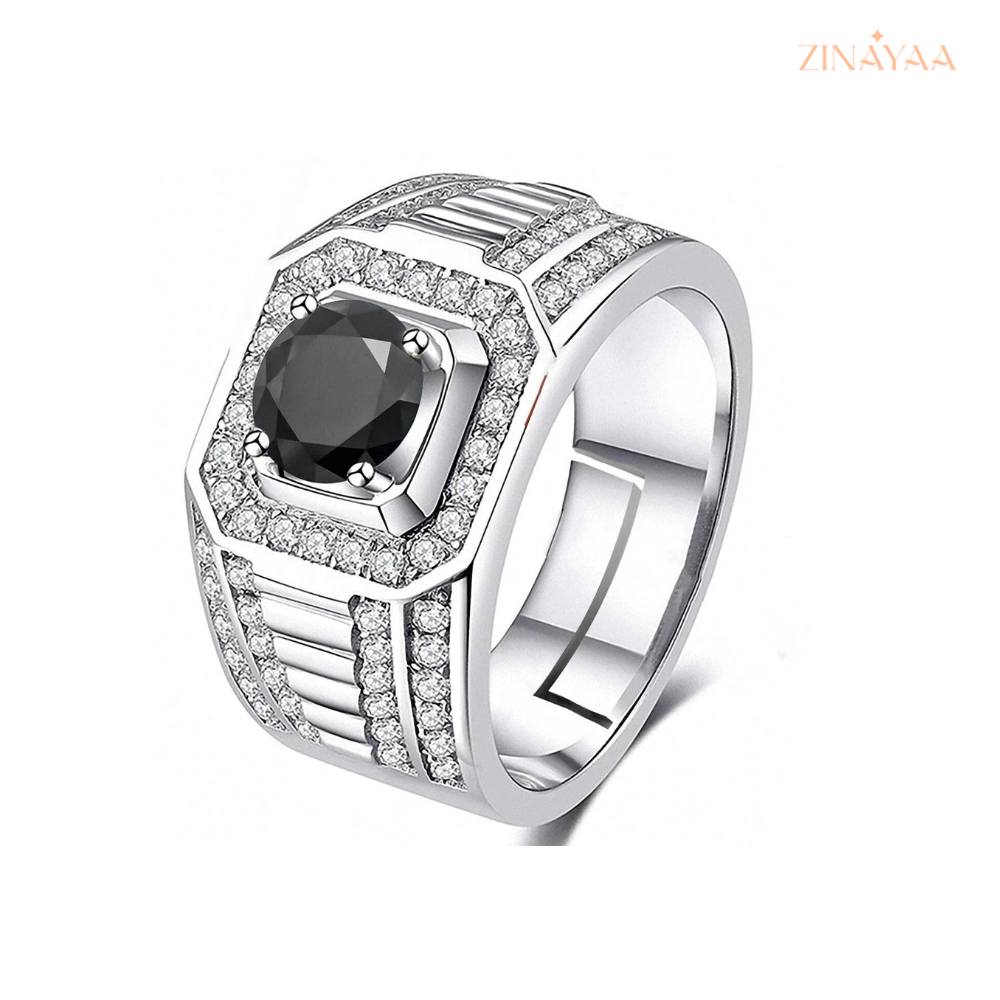 925 Sterling Silver Noir Royale Adjustable Ring for Men