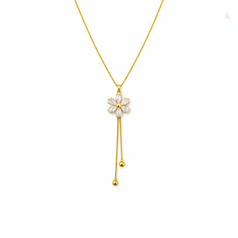 925 Sterling Silver Golden Bloom Drop Necklace