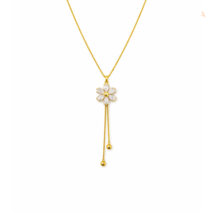 925 Sterling Silver Golden Bloom Drop Necklace