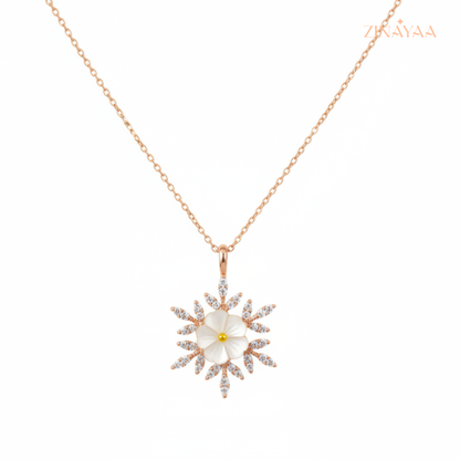 925 Sterling Silver Radiant Floral Adjustable Pendant Necklace