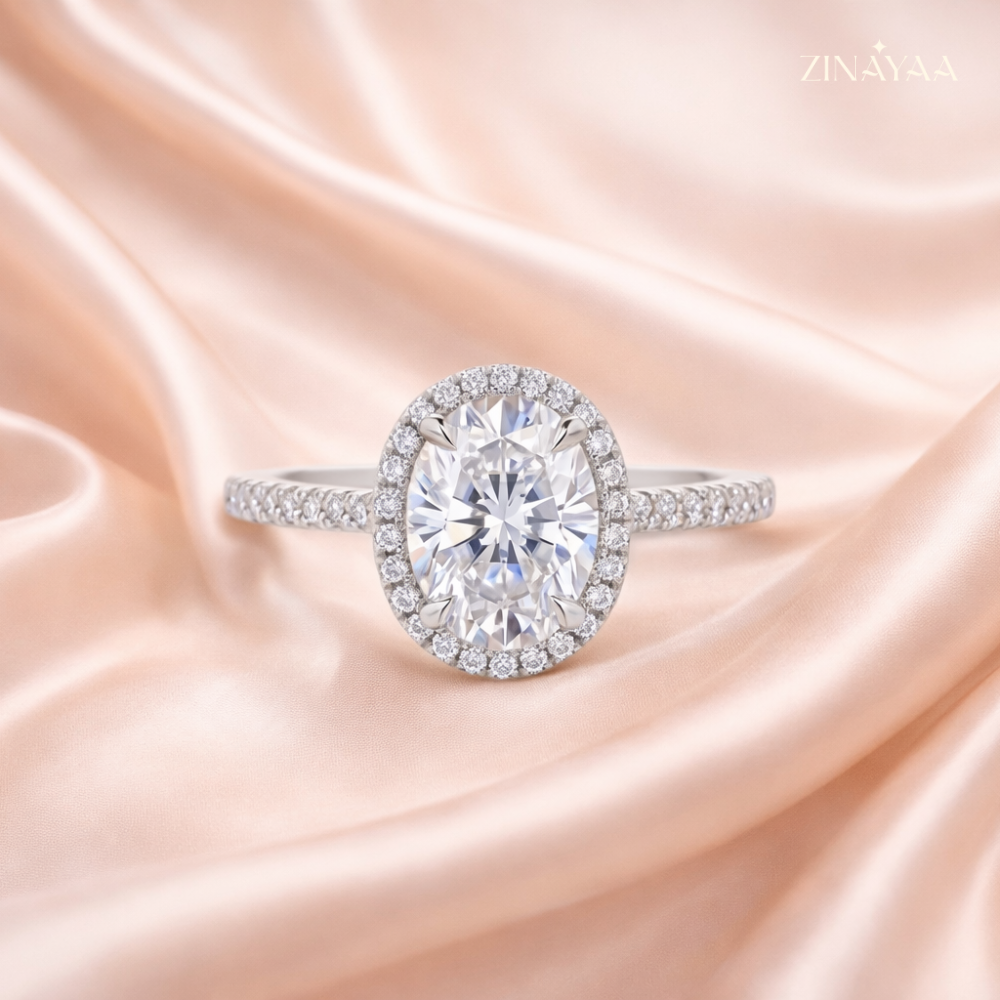 925  Sterling Silver Radiant Halo Adjustable Ring