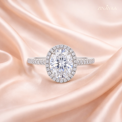 925  Sterling Silver Radiant Halo Adjustable Ring