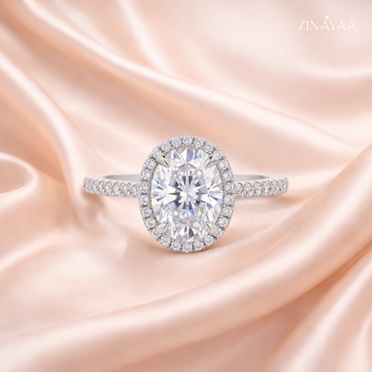 925  Sterling Silver Radiant Halo Adjustable Ring