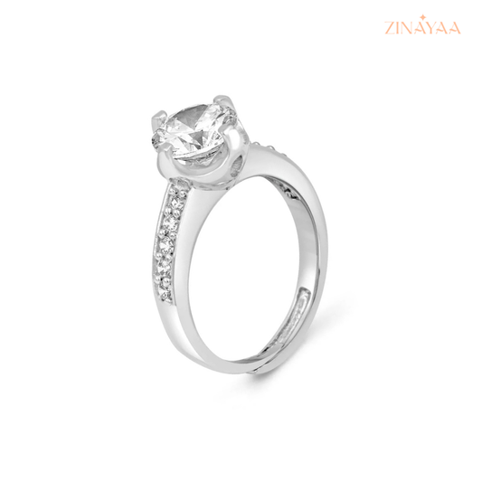 925 Sterling Silver Classic Solitaire Adjustable Ring