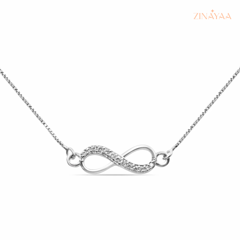 925 Sterling Silver Infinity Sparkle Adjustable Necklace