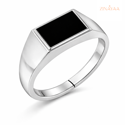 925 Sterling Silver Onyx Signet Adjustable Ring for Men