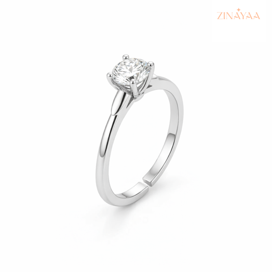 925 Sterling Silver Classic Solitaire Adjustable Ring