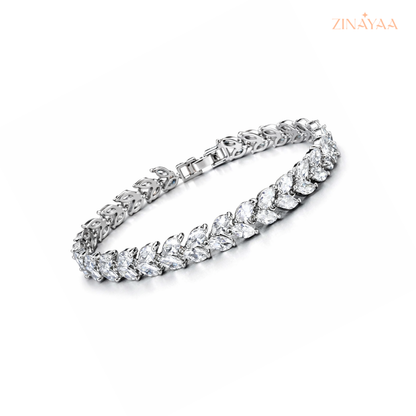 925 Sterling Silver Adjustable Leaf Tennis Bracelet