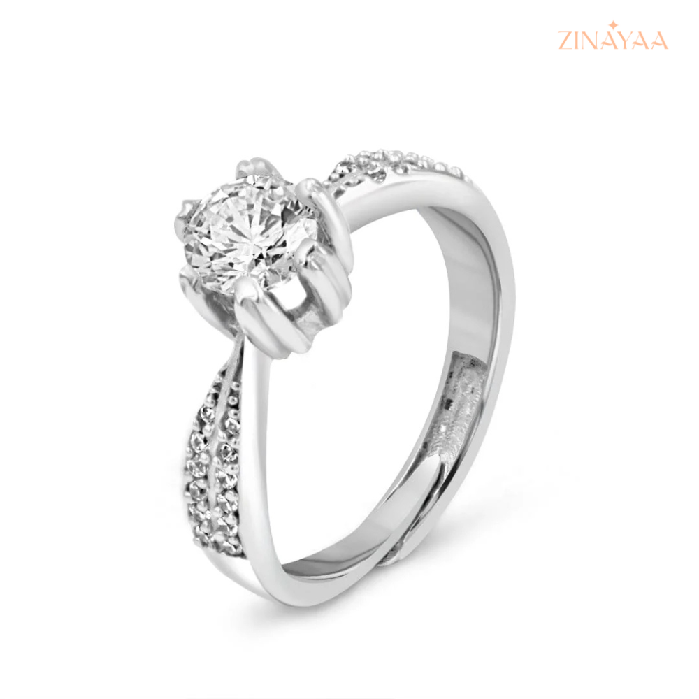 925 Sterling Silver Classic Solitaire Adjustable Ring