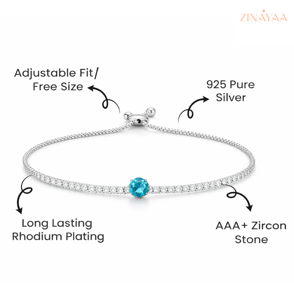 92.5 Sterling Silver Azure Glow Adjustable Women’s Adjustable Bracelet
