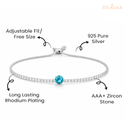 92.5 Sterling Silver Azure Glow Adjustable Women’s Adjustable Bracelet
