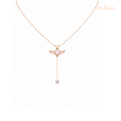 925 Sterling Silver Angel Heart Drop Necklace