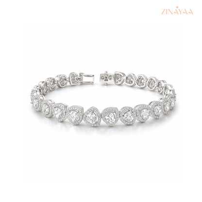 925 Sterling Silver Adjustable Heart Tennis Bracelet