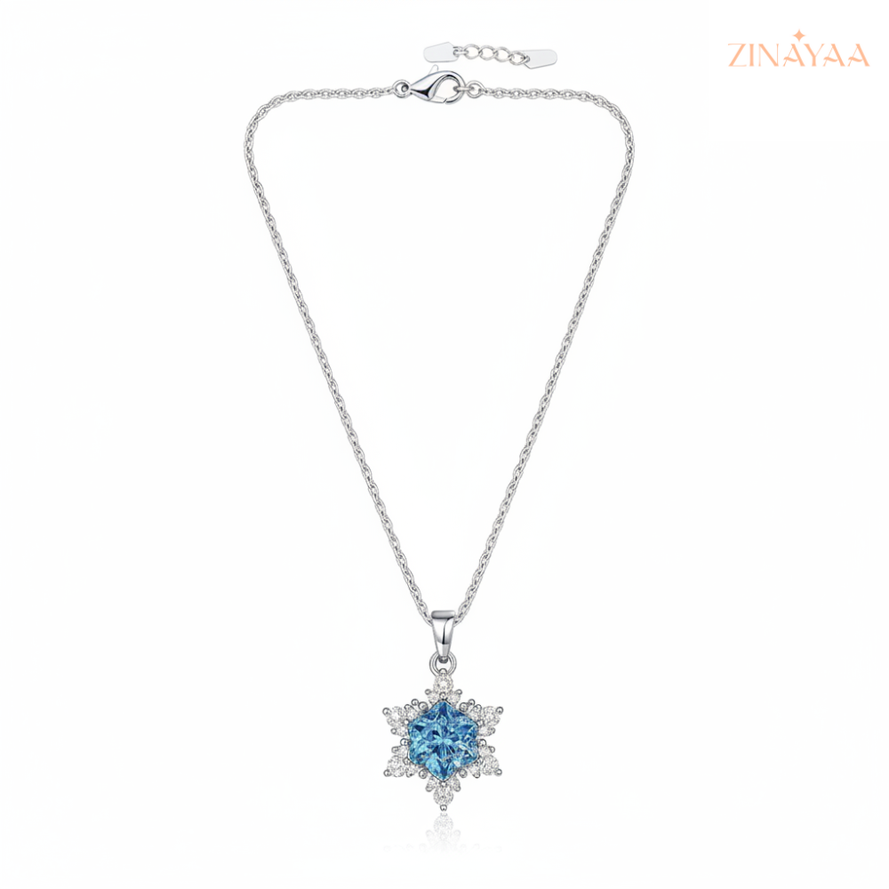 925 Sterling Silver Blue Star Bloom Adjustable Pendant Necklace
