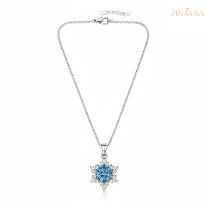 925 Sterling Silver Blue Star Bloom Adjustable Pendant Necklace