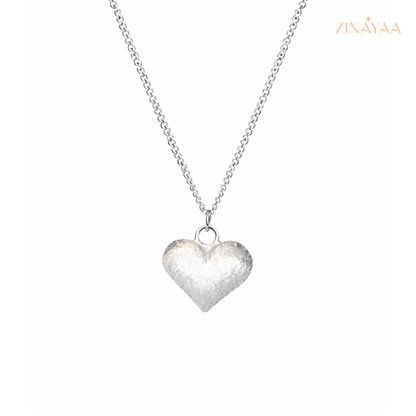 925 Sterling Silver Textured Heart Adjustable Pendant Necklace
