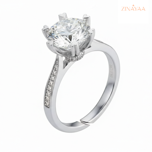 925 Sterling Silver Regal Solitaire Adjustable Ring