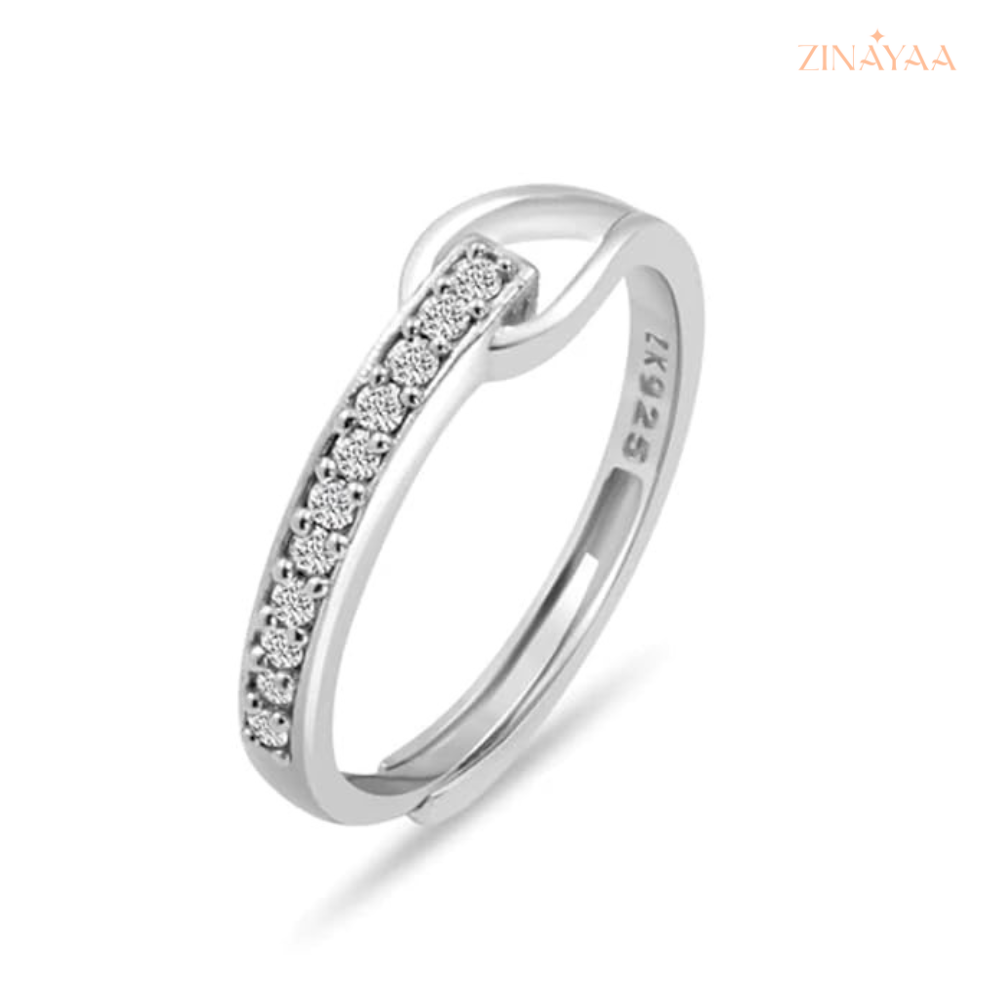 925 Sterling Silver Grace Curve Adjustable Ring