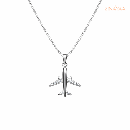 925 Sterling Silver Airplane Charm Adjustable Necklace