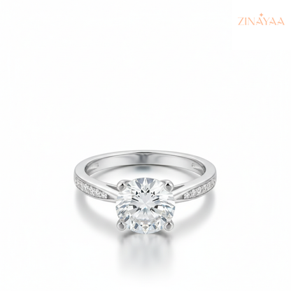 92.5 Sterling Silver Classic Aura Adjustable Solitaire Ring