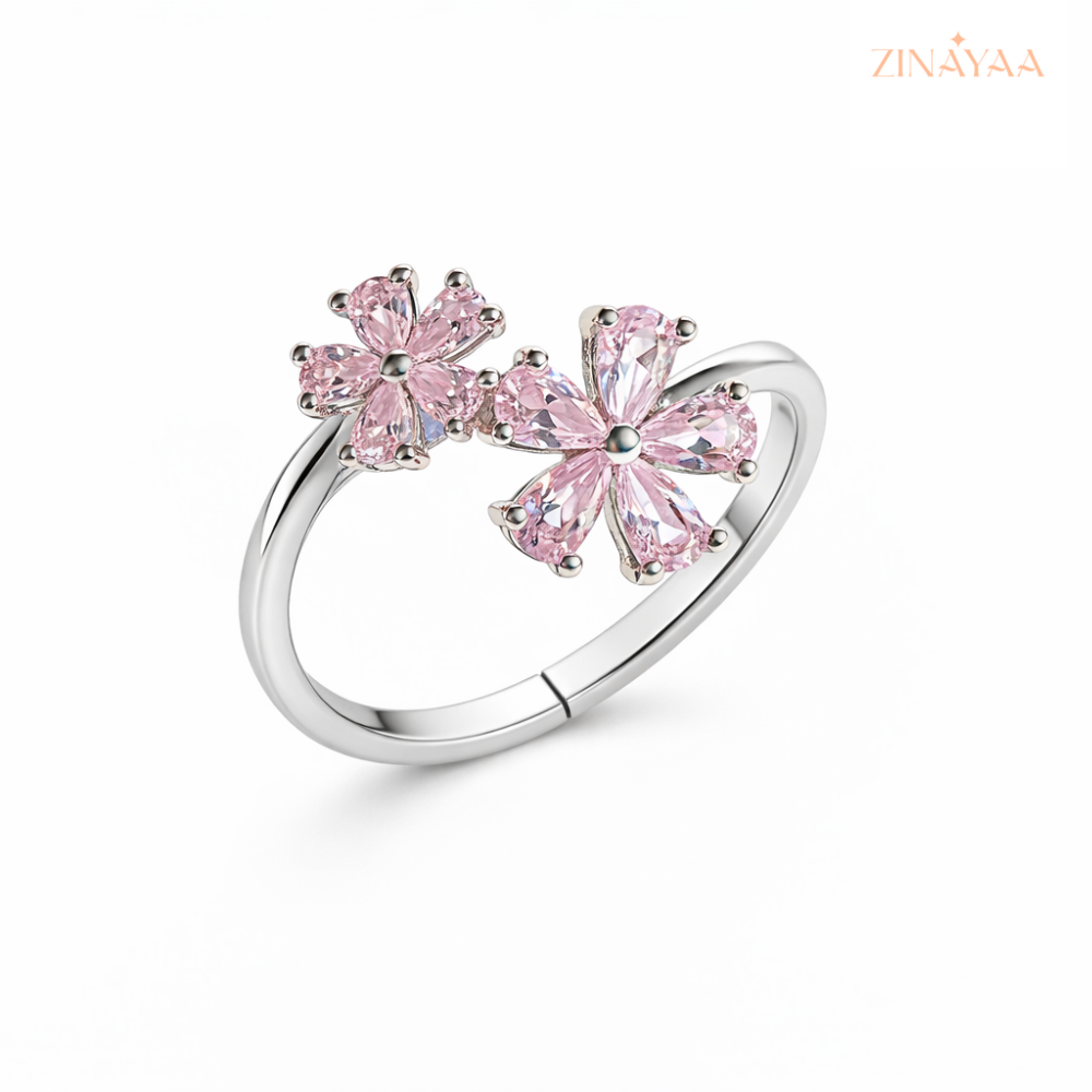 925 Sterling Silver Blush Bloom Adjustable Ring